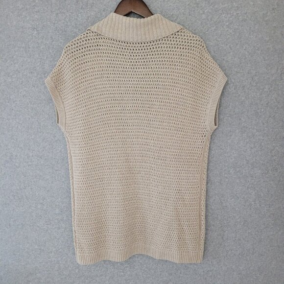 Talbots Womens Open Front Cardigan Size S Beige Office Career Missing Fur Collar - Picture 5 of 11